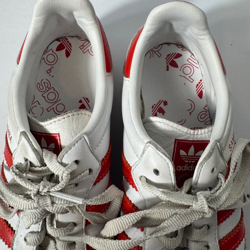 Adidas Samba OG White Better Scarlet Red Gum Sole Sneakers Womens 7.5 Lace up - Picture 4 of 9